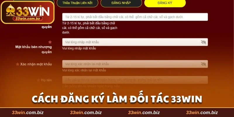 Cách đăng ký trở thành đối tác 33WIN